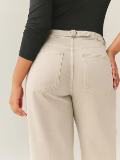 Pastelgeel - Boyfriend Hourglass Wide Leg Mid Rise Turn Up Jeans