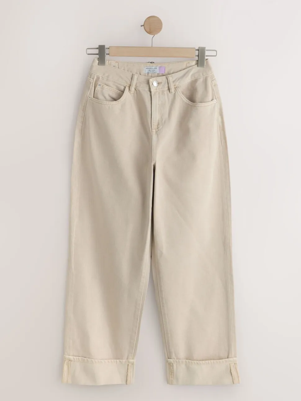 Pastelgeel - Boyfriend Hourglass Wide Leg Mid Rise Turn Up Jeans