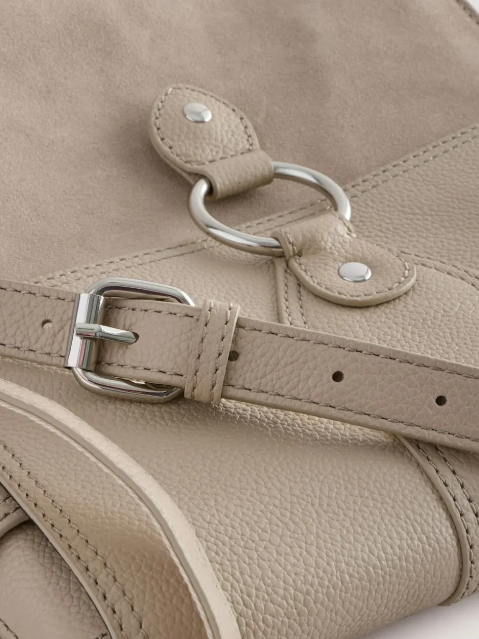 Pastelgeel - Leren messenger-tas met vak