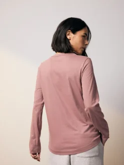 Pastelroze - T-shirt met lange mouwen en ronde hals