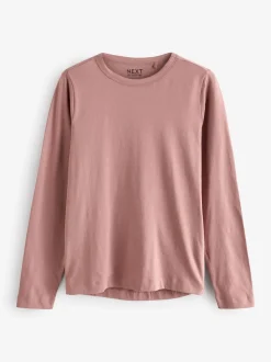 Pastelroze - T-shirt met lange mouwen en ronde hals