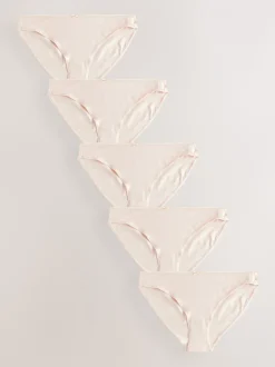 Pastelroze nude - Set van 5 slips met hoog katoengehalte