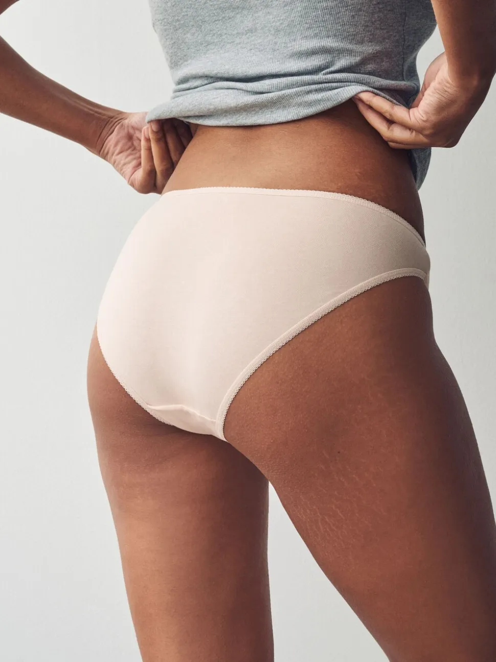 Pastelroze nude - Set van 5 slips met hoog katoengehalte