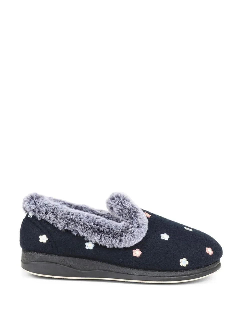 Pavers Floral Faux-Fur Slippers