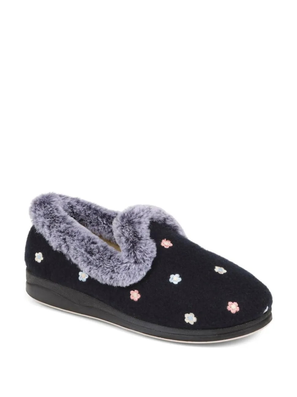 Pavers Floral Faux-Fur Slippers