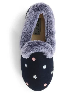 Pavers Floral Faux-Fur Slippers