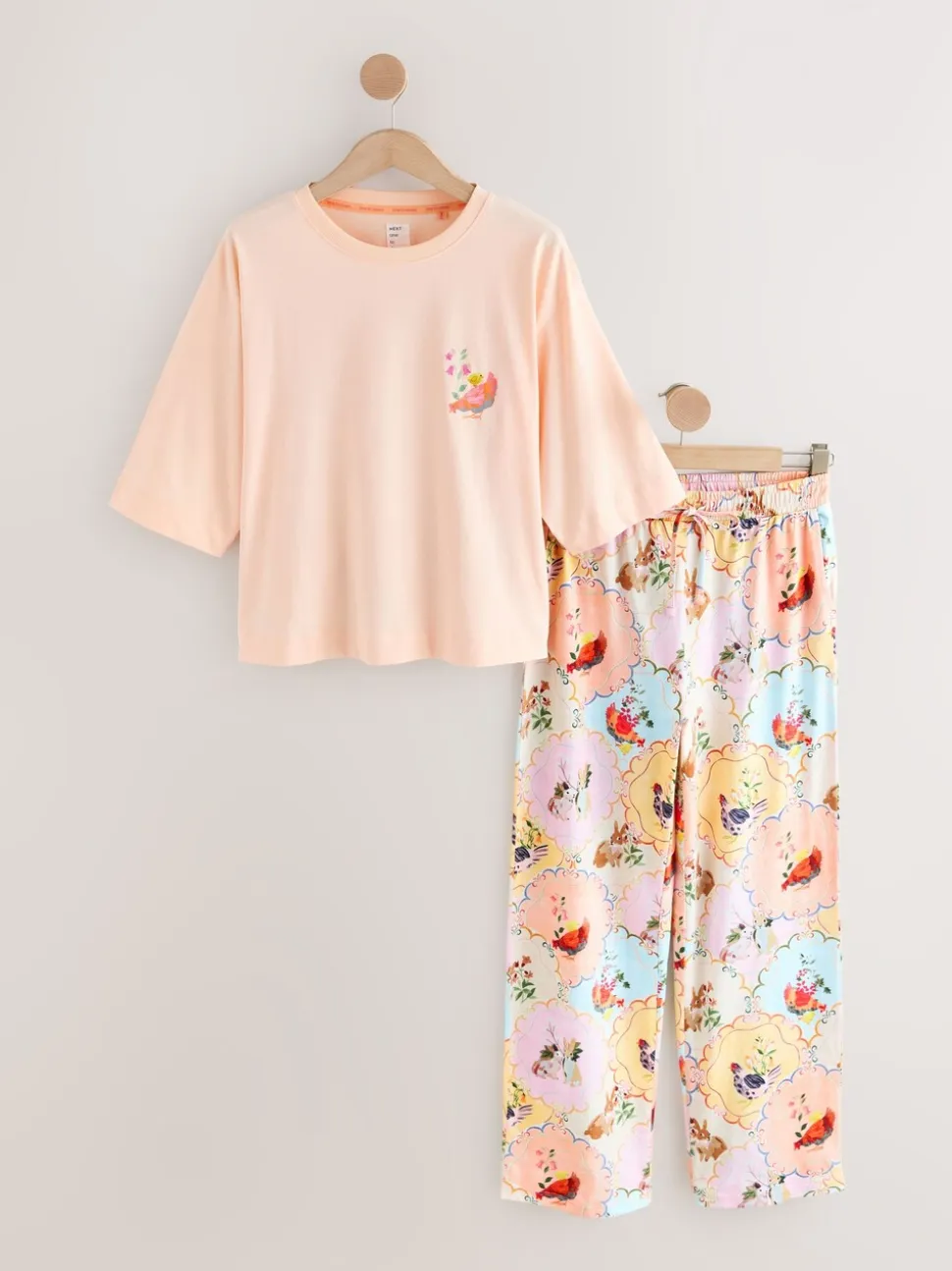 Peach Pink Hen - Tricot pyjama met korte mouwen