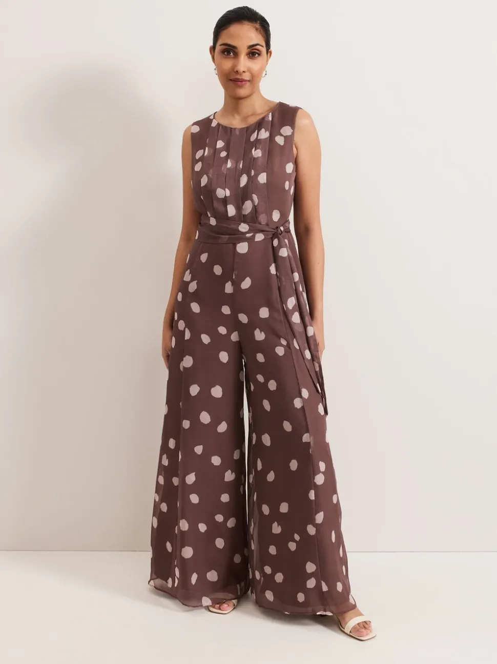 Phase Eight Maxine chiffon jumpsuit met stippen