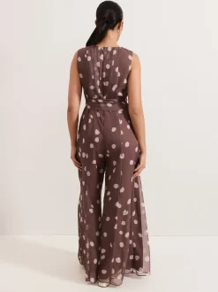 Phase Eight Maxine chiffon jumpsuit met stippen