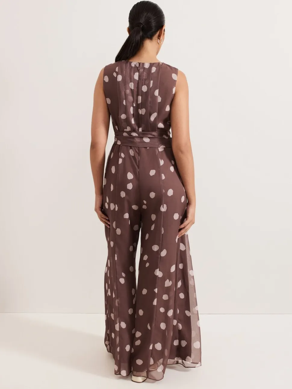 Phase Eight Maxine chiffon jumpsuit met stippen