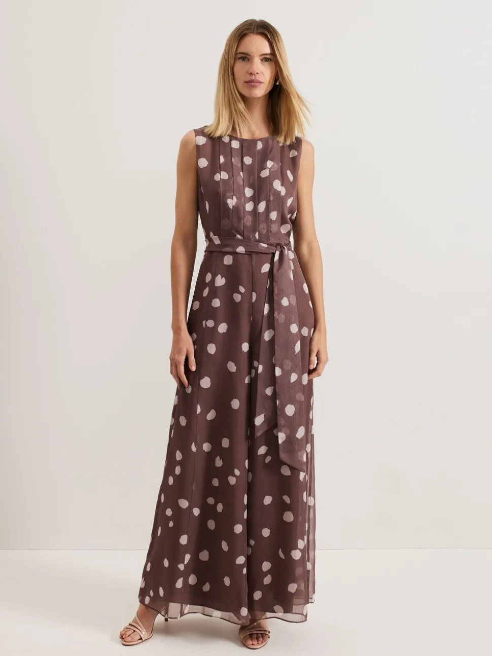 Phase Eight Maxine chiffon jumpsuit met stippen