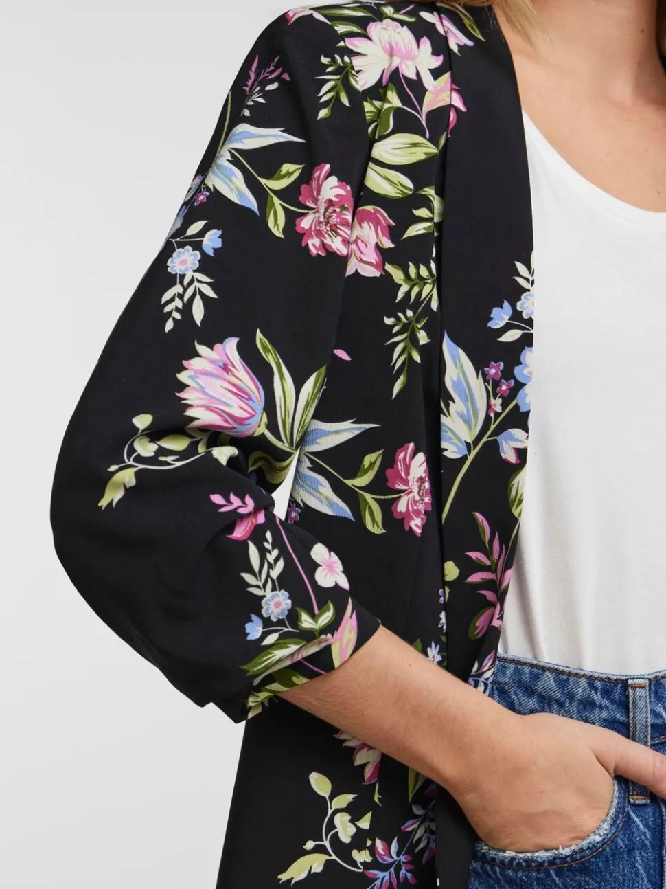 PIECES blazer met bloemen en ruches op de mouwen