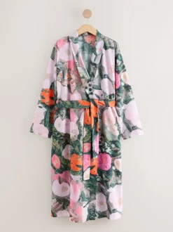 Pink Benjamin Macgregor Scene Print - Satin Dressing Gown