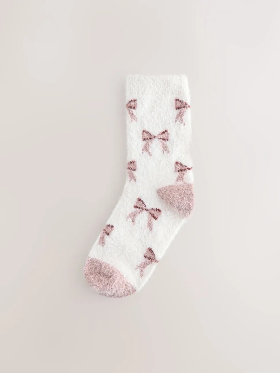 Pink Gingham/ Bows - 2 Paar superharige behaaglijke sokken