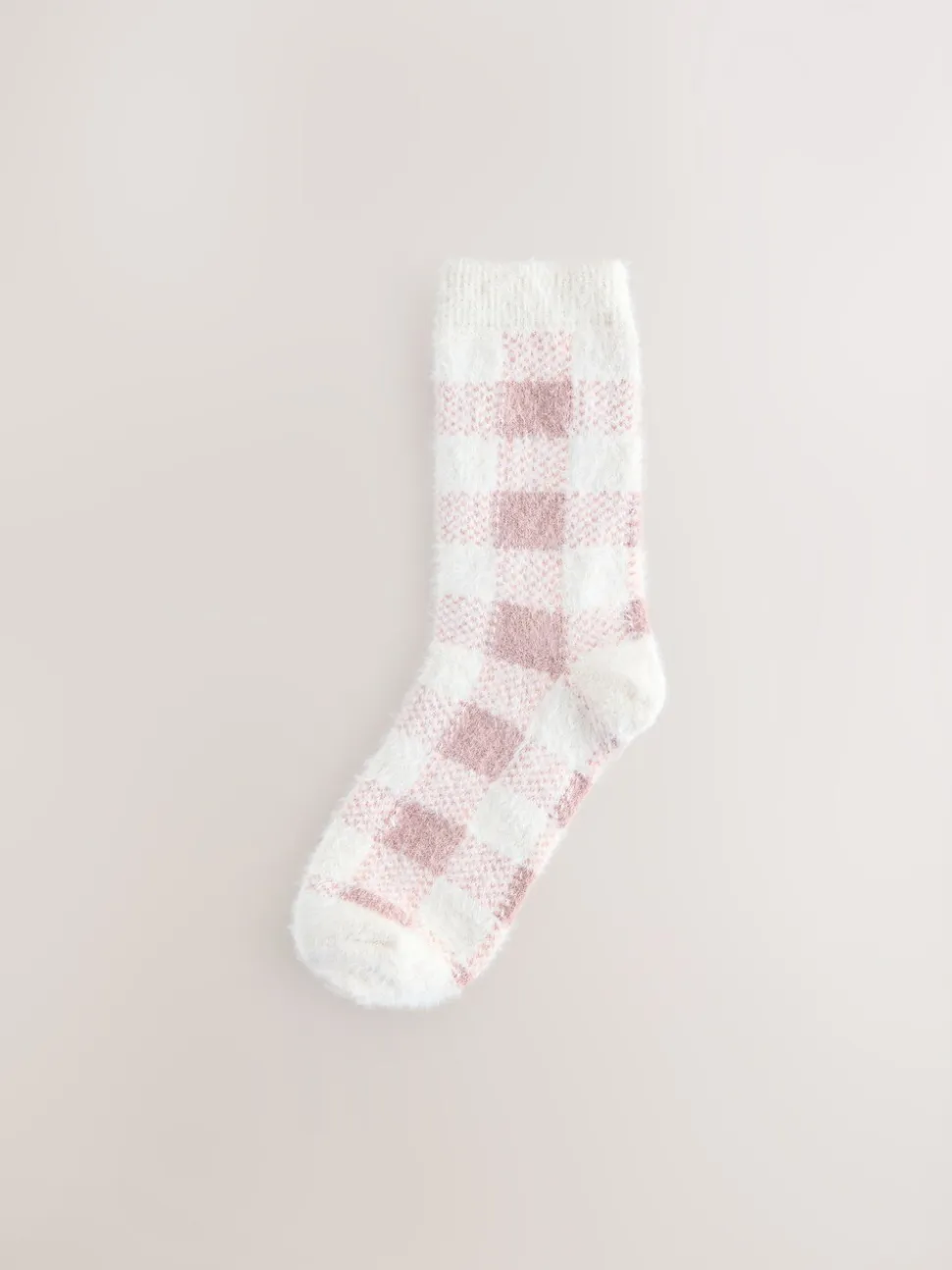 Pink Gingham/ Bows - 2 Paar superharige behaaglijke sokken
