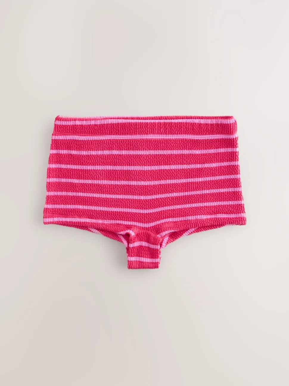 Pink/Red Stripe Crinkle - Swim Shorts Bikini Bottoms