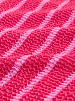 Pink/Red Stripe Crinkle - Swim Shorts Bikini Bottoms