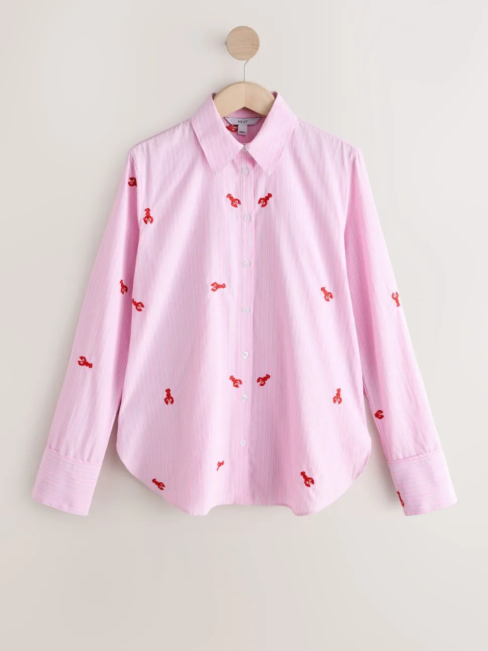 Pink/White Stripe Lobster - Overhemd met lange mouwen en borduursel
