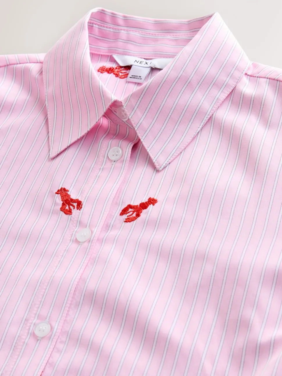 Pink/White Stripe Lobster - Overhemd met lange mouwen en borduursel