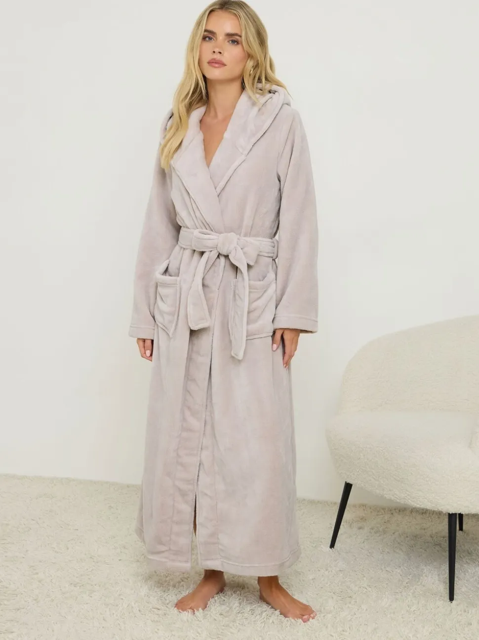 PixieGirl Petite Cotton Touch Hooded Maxi Robe