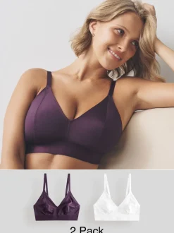 Plum Paars/Wit - DD+ Ultimate Comfort Bralettes zonder beugel 2 verpakking