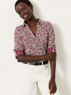 Plum Purple 2 Tone Floral - FatFace Jersey Shirt