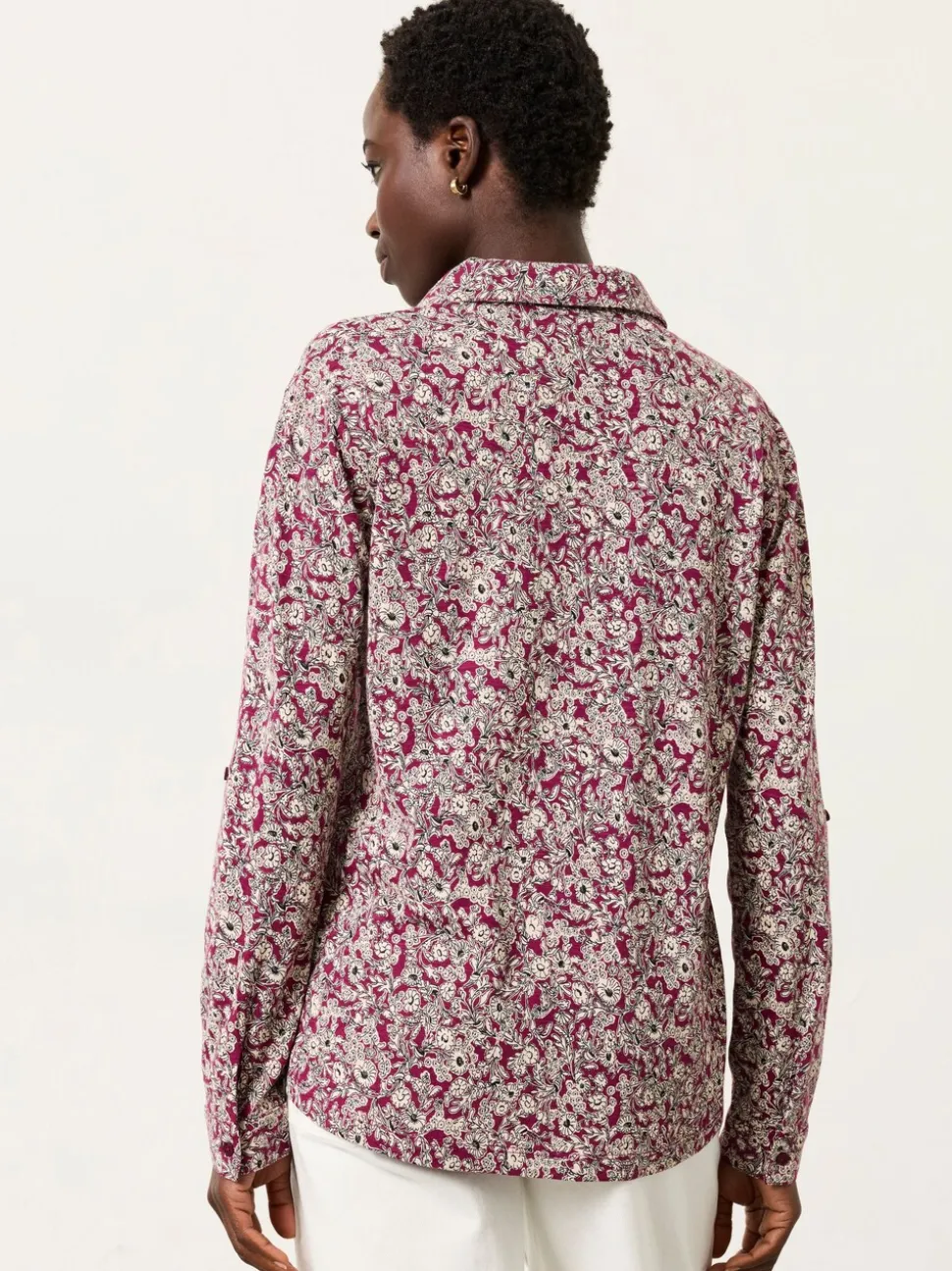 Plum Purple 2 Tone Floral - FatFace Jersey Shirt