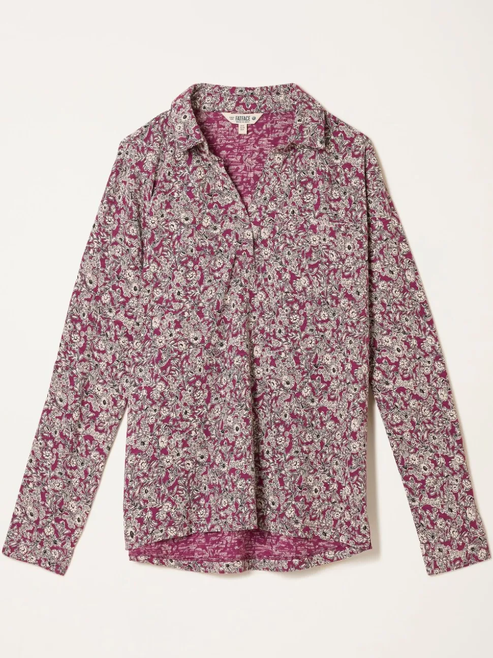 Plum Purple 2 Tone Floral - FatFace Jersey Shirt