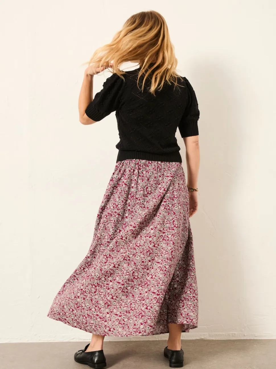 Plum Purple 2 Tone Floral - FatFace midirok