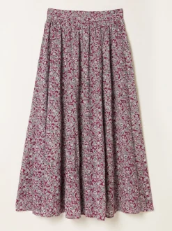 Plum Purple 2 Tone Floral - FatFace midirok