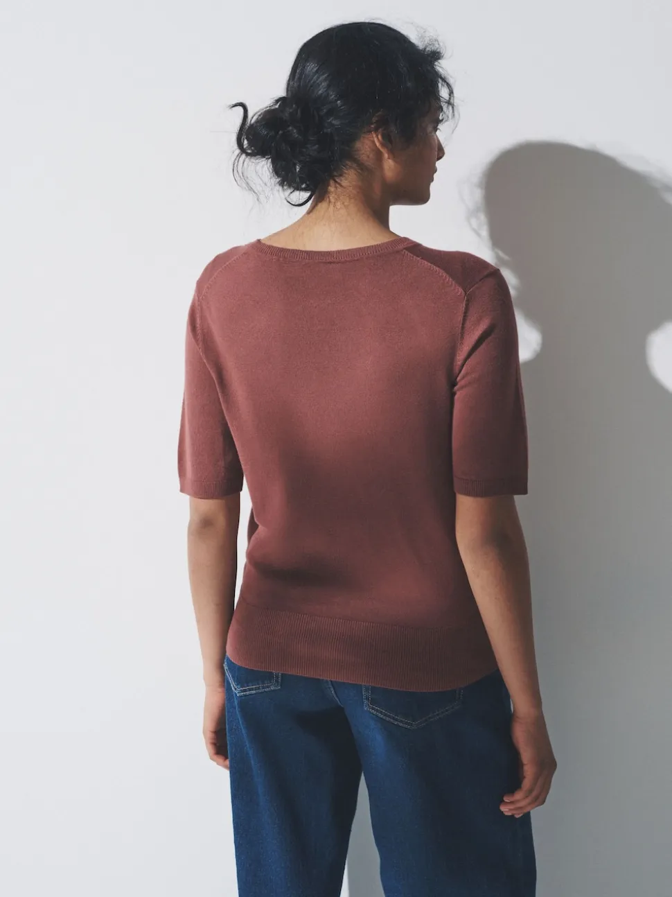 Plum/Donkerroze/Bruin - The Set fijngebreide T-shirts