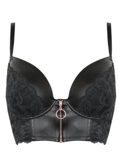 Pour Moi - Onyx - Lange gewatteerde beha met ritssluiting voor