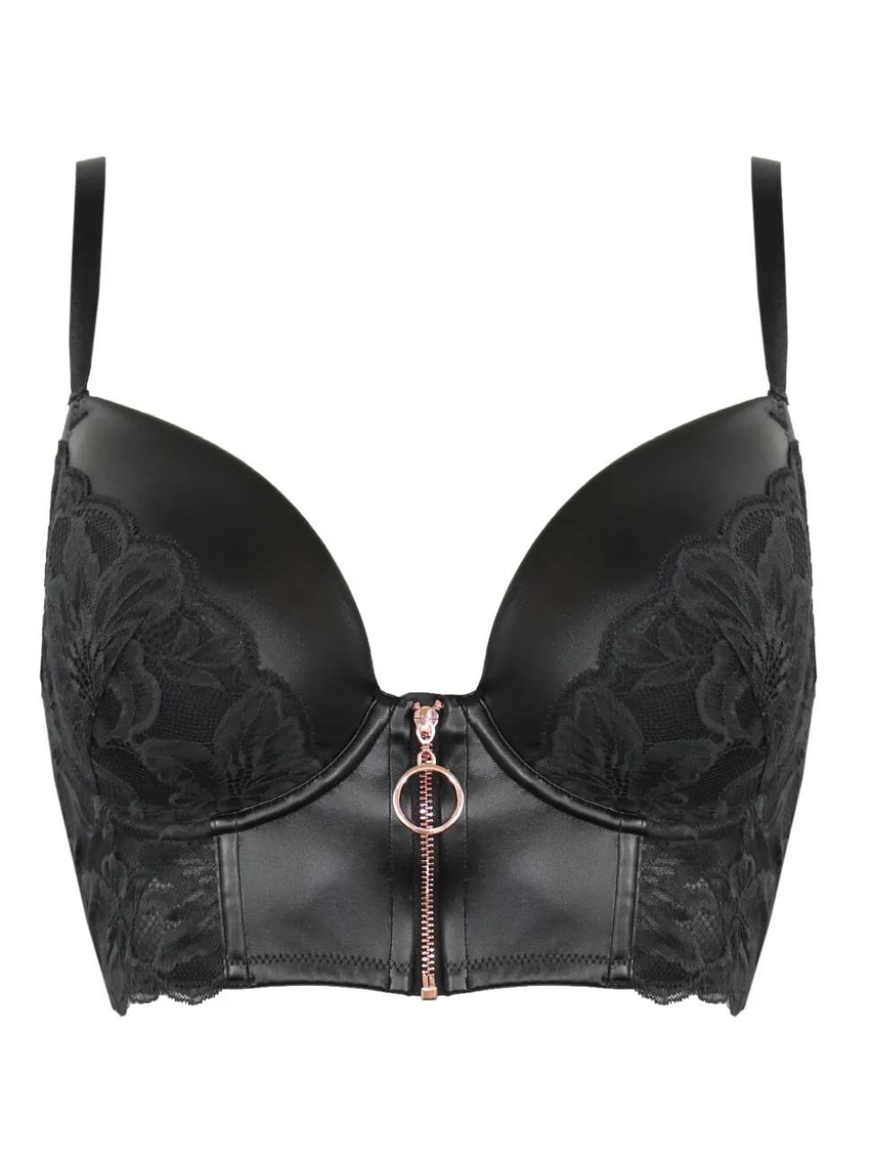 Pour Moi - Onyx - Lange gewatteerde beha met ritssluiting voor