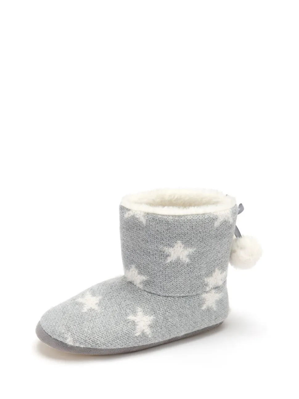 Pour Moi - Stergebreide pantoffellaarsjes met imitatiebontvoering