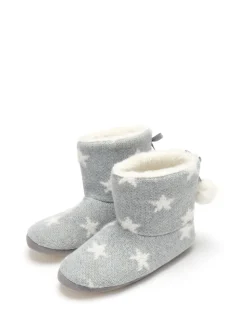 Pour Moi - Stergebreide pantoffellaarsjes met imitatiebontvoering
