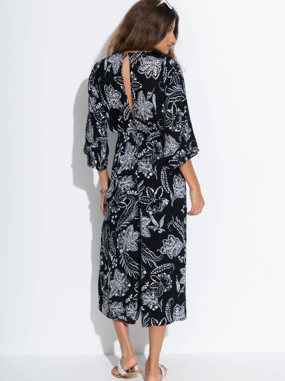 Pour Moi Geweven strandjumpsuit met kreukeltextuur en O-ring