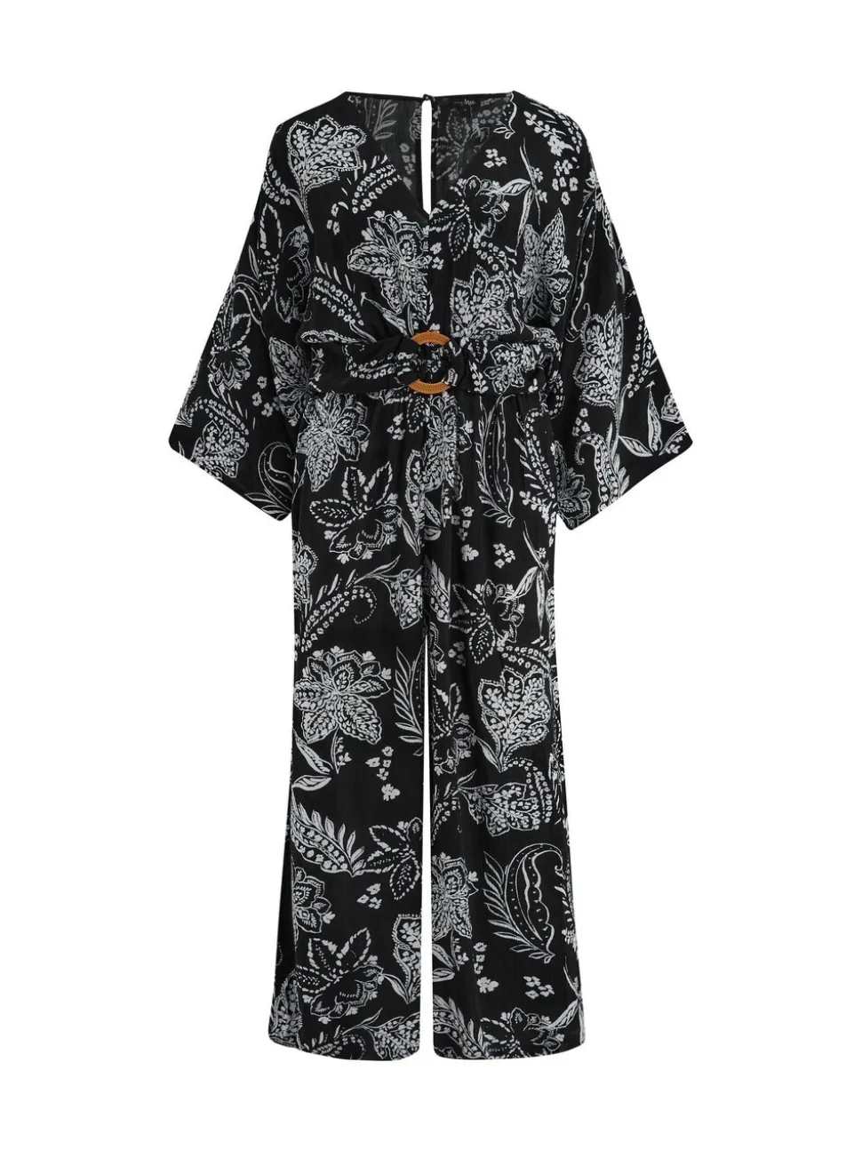 Pour Moi Geweven strandjumpsuit met kreukeltextuur en O-ring