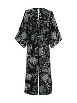 Pour Moi Geweven strandjumpsuit met kreukeltextuur en O-ring