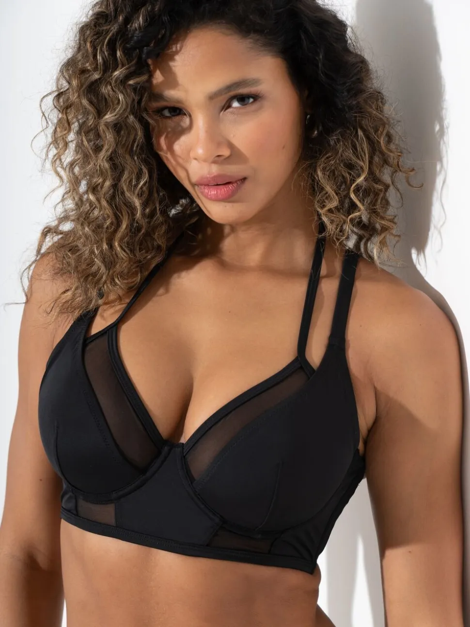 Pour Moi Sydney Underwired Mesh Longline Double Strap Bikini Top