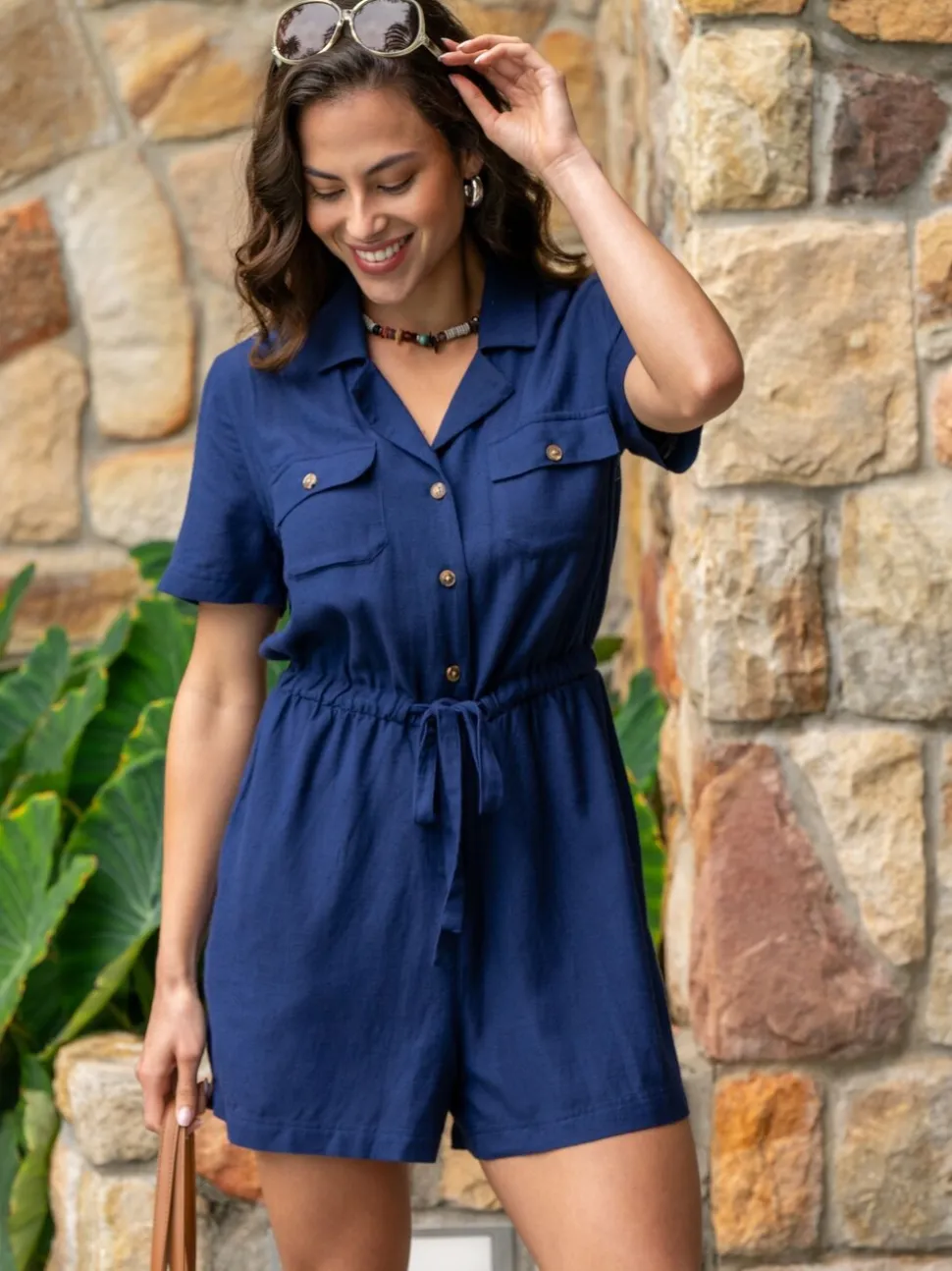 Pour Moi Textured Woven Utility Playsuit