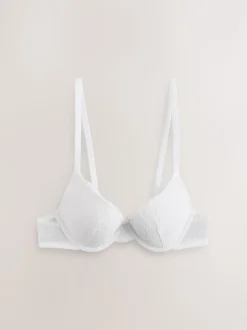 Praline huidskleur & wit - Set van 2 push-up beha's met lage decolleté en kant