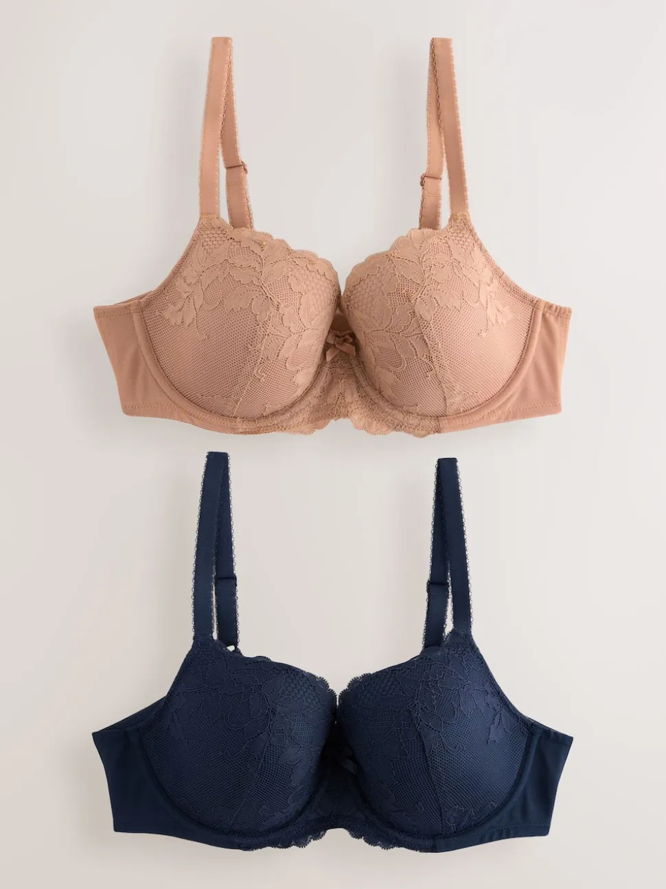 Praline huidskleur/donkerblauw - Verpakking van 2 kanten beha's cup DD+
