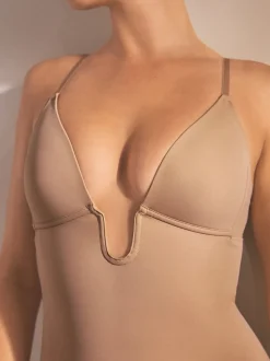 Praline nude - Bodysuit met een middelmatige vorm voor buikcontrole, diepe, gladde bovenbenen