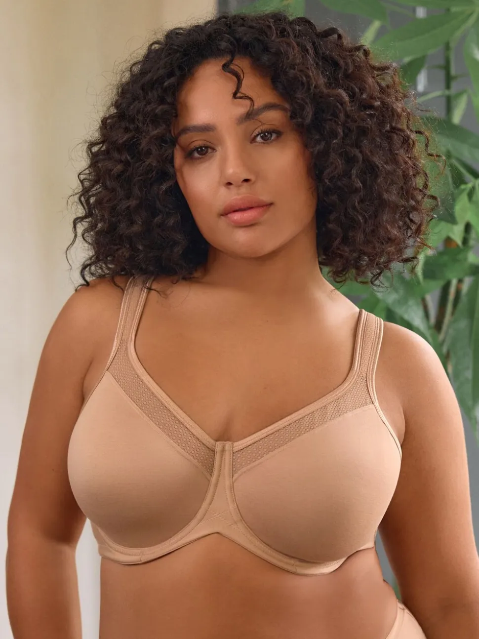 Praline nude - F-K katoenen minimiser beha met gewatteerde bandjes voor ultieme ondersteuning