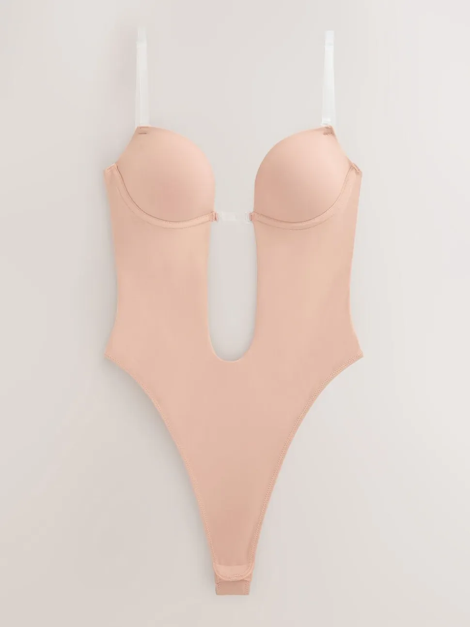 Praline nude - Ingeklapte body met meerdere bandjes en rugleuning