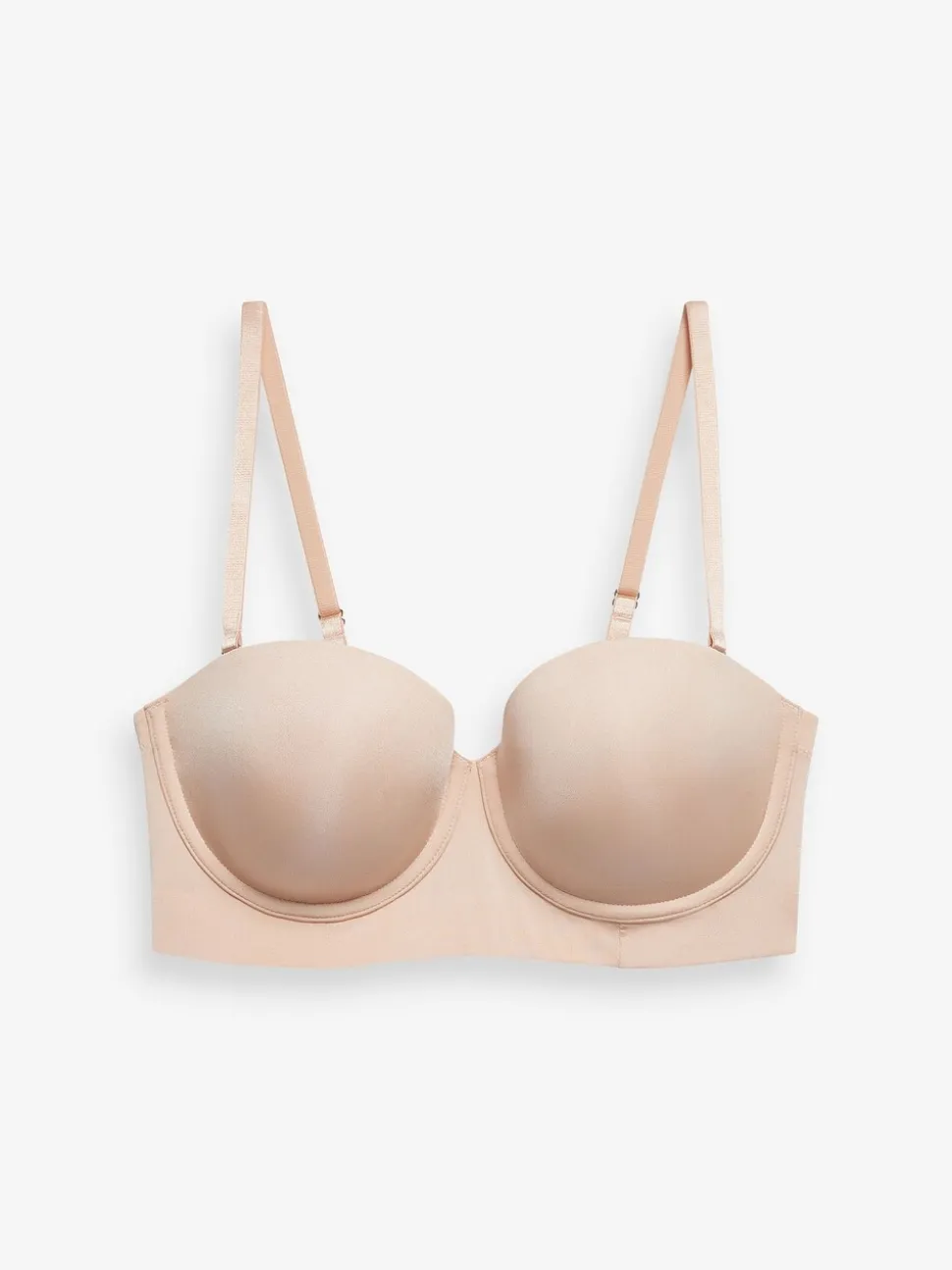 Praline nude - Lange strapless beha met lichte vulling en lage achterkant voor een mooi silhouet
