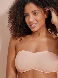 Praline nude - Minimaliserende strapless bandeaubeha zonder vulling in cupmaat DD+
