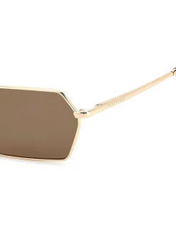 Prive Revaux Rectangular Geometrical Sunglasses in Gold and Havana