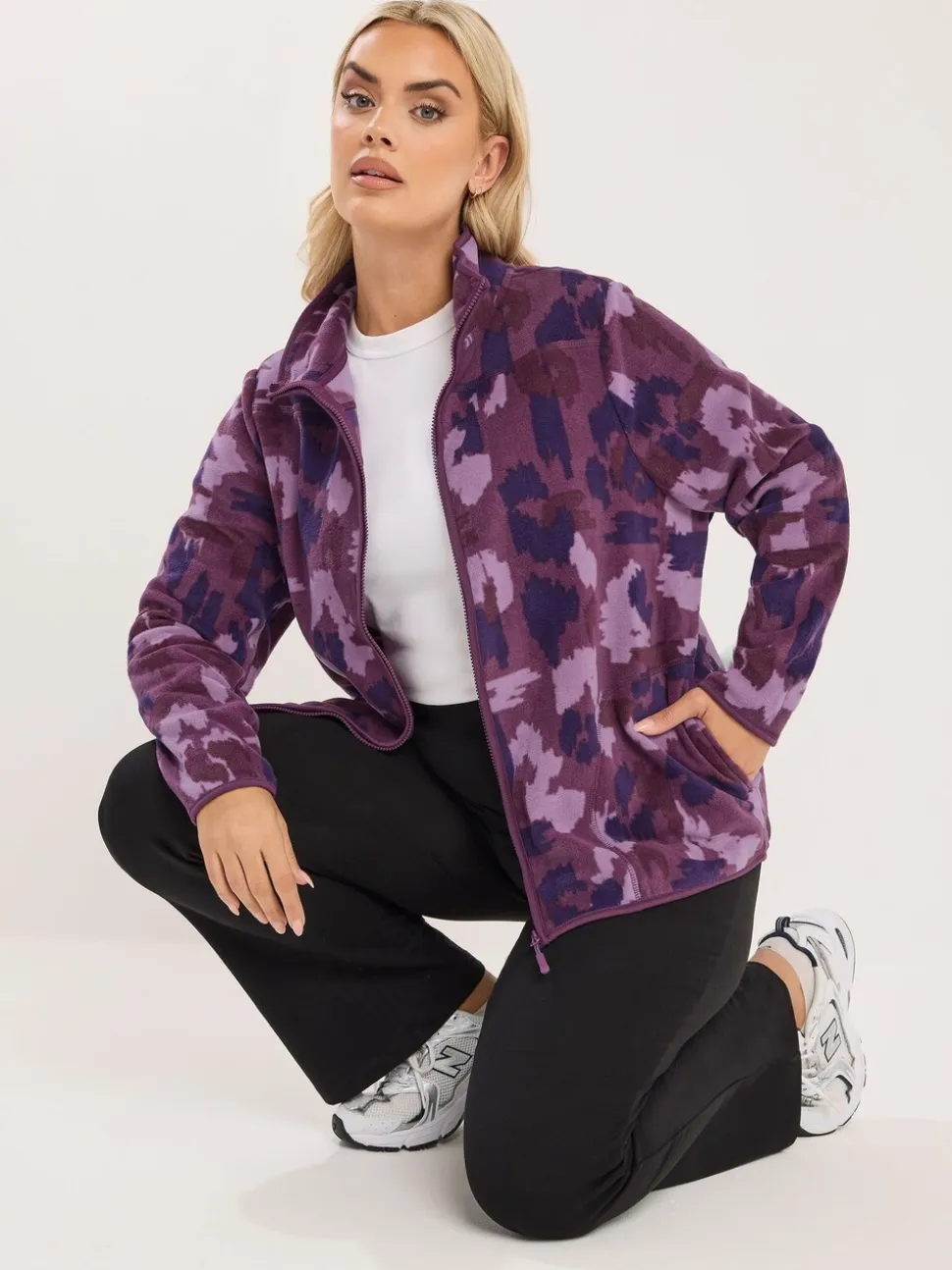 Purple Scribble - Yours Curve Active Fleece