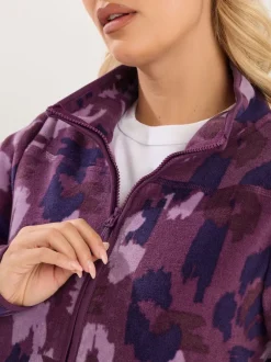 Purple Scribble - Yours Curve Active Fleece